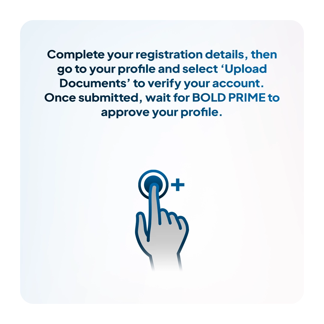 Complete Bold Prime account registration and upload documents for verification