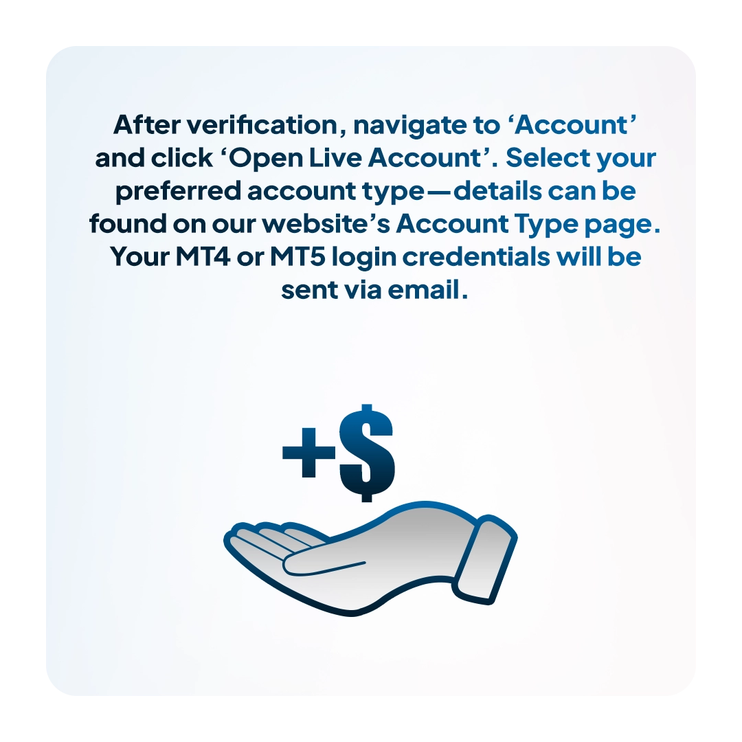 Open Bold Prime live trading account and choose MT4 or MT5 account type